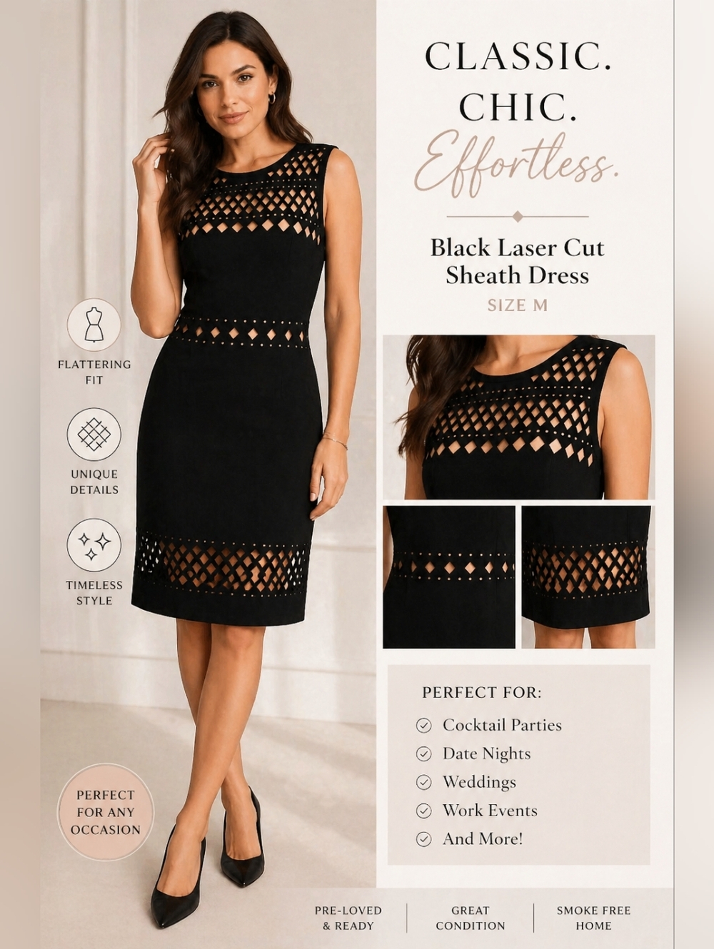 Patricia Luca Milano Black And Pink Laser Cut Sleeveless Dress